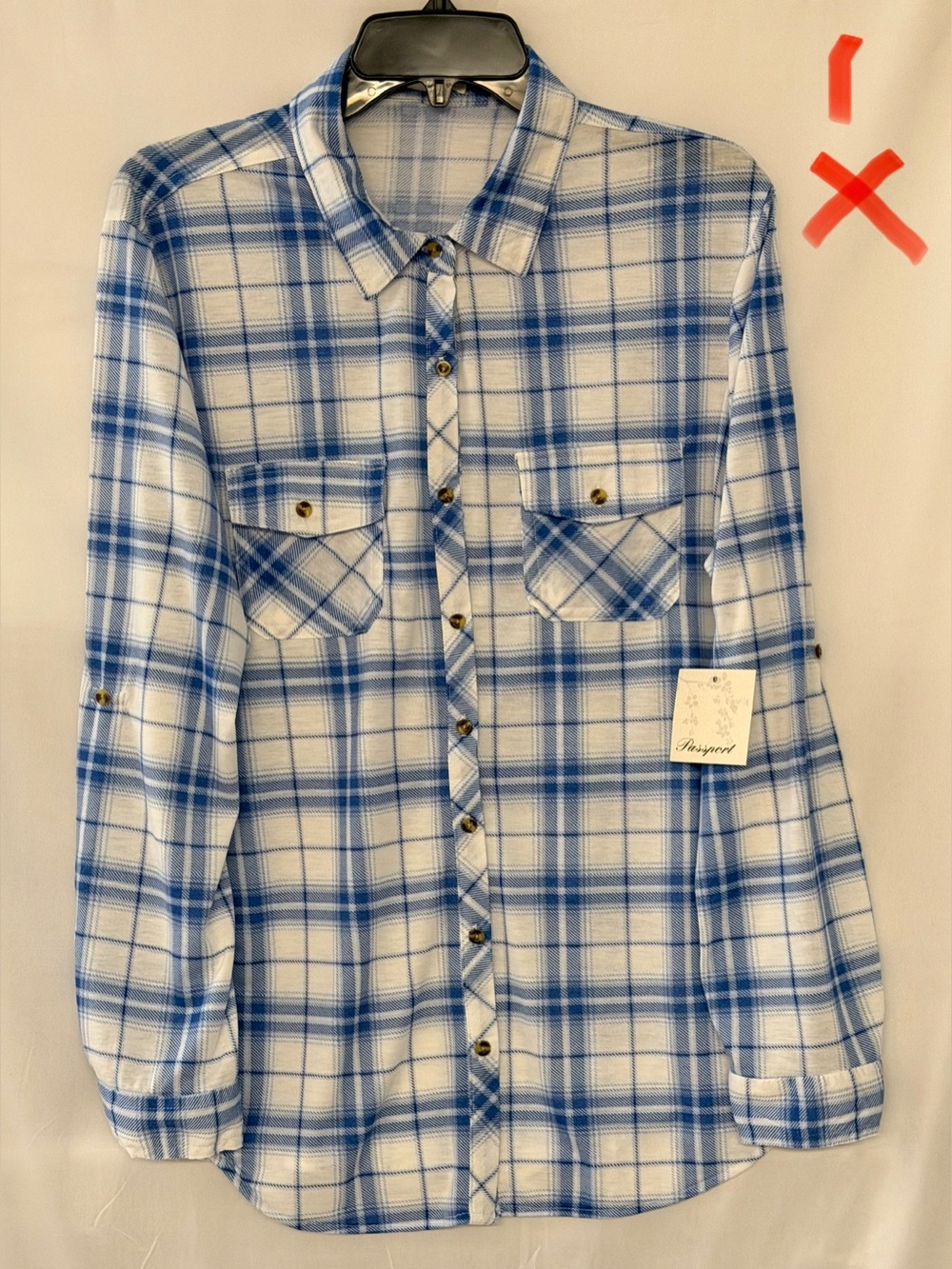 Passport Blue & White Plaid Button-Up Shirt